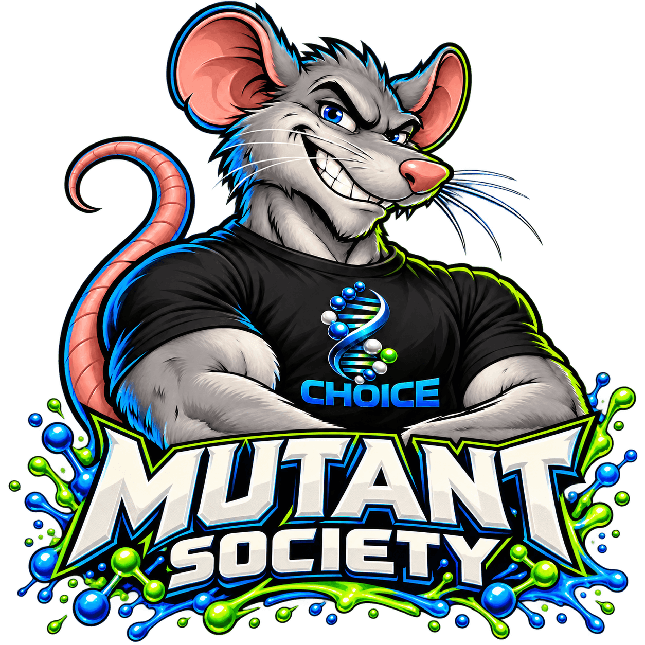 Mutant Society original rat mascot emblem