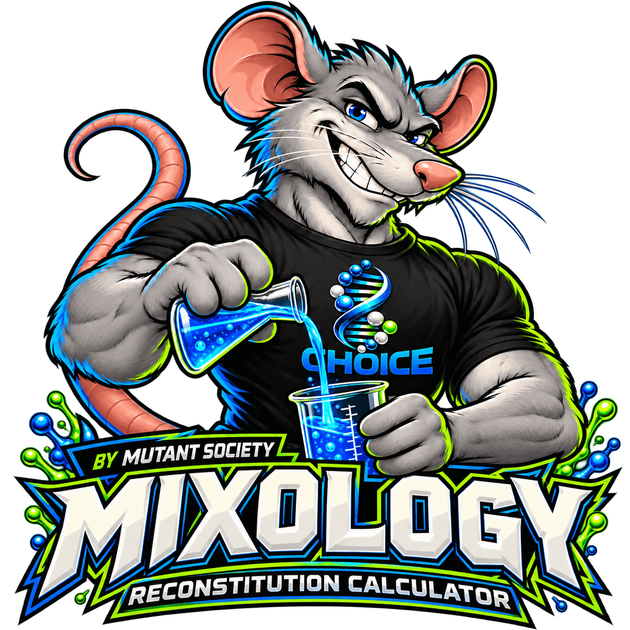 Mixology rat mascot artwork